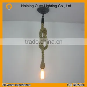 Manufacturer's Retro Pendant Lamp Round Pendant Light Hemp Rope Pendant Light Retro Light Bulb thumbnail-1