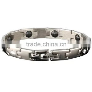 Noproblem D010 FDA Germanium Tourmaline Stainless Steel Magnetic Health Charm Fashion Zircon Bracelet thumbnail-3
