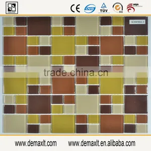 Thickness 4mm Never Fade Yellow and Brown Mixed Maze Glass Mosaic for Swimming Pool Tile thumbnail-1