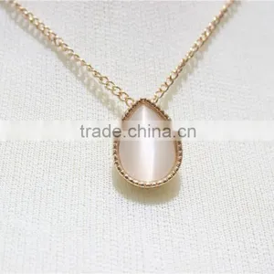 ROse Gold Necklace w/ White Cateye Necklace Simple Chain Gold Necklace2016 Fashion Style Wholesale thumbnail-3