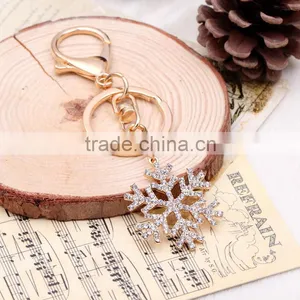 New Fashion Cute Keychain For Keys Wholesale Christmas Gift Rhinestone Snowflake Key Chain For Woman Jewelry thumbnail-1