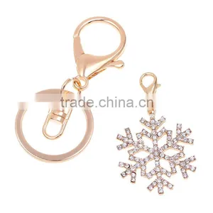New Fashion Cute Keychain For Keys Wholesale Christmas Gift Rhinestone Snowflake Key Chain For Woman Jewelry thumbnail-4