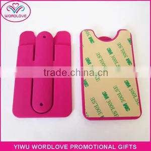 American Market Popular Credit Card Holder Promotion,3M Adhesive Sticker Silicone Cell Phone Wallet With Stand for Advertising thumbnail-2
