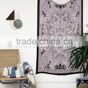 Twin Size Good Luck Hamsa Hand of Fatima Islamic Wall Art Home Decorative Indian Cotton Wall Hanging Tapestry thumbnail-1