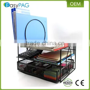 Wholesale Multifunction Metal Wrought Iron Mesh Office Desk Magazine Rack thumbnail-1