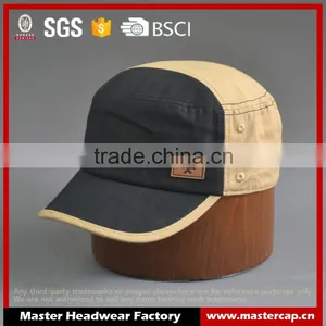 100% Cotton Canvas Army Cap With Embossed pu Leather thumbnail-1