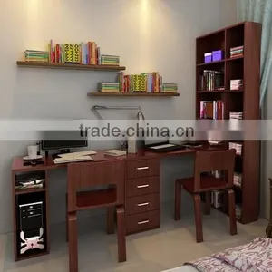 Couple Desktop Laptop Work Desk With Bookshelf thumbnail-1