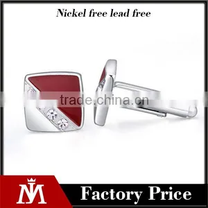 Europe Silver High Quality Copper Cuff Links Mens Square Enamel Cufflinks for Shirts thumbnail-1