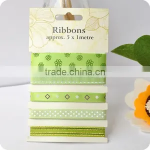 Pattern Ribbon, Grosgrain Ribbon , Ribbon Set , Scrapbooking Ribbon, Ribbon for Bowing thumbnail-1
