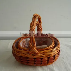 2 Set Egg Shape Willow Made Picnic Food Baskets for Sale With Liner thumbnail-1