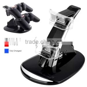 Portable Blue LED Dual Charger 2in1 Power Station And Storage Stand With Double USB Port For PS3 Controllers thumbnail-1