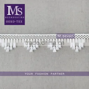 Perfect Style Tassel Lace Trim 100% Polyester Embroidery Triangle Shaped Lace in White for Garment thumbnail-1
