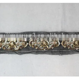 High Quality Embroidery Gold Thread Garments Accessories Decorative Beaded Trim thumbnail-3