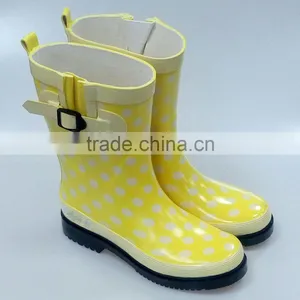Women's Half Yellow Rubber Rain Boots thumbnail-1