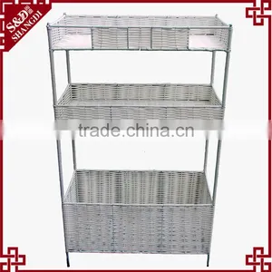 S&D Handicraft 3-layers PE Rattan Palstic White Hanging Storage Rack Shelves thumbnail-1