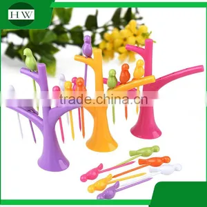 Eco Plastic Tableware Kid Cartoon Tree Birdie Fruit Fork Set thumbnail-3