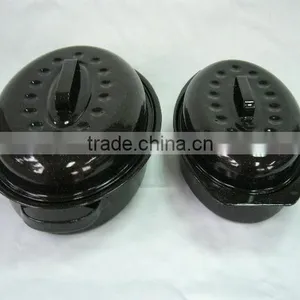Ceramic Coating Enamel Oval Chicken Roaster Pan With Wire Rack thumbnail-4