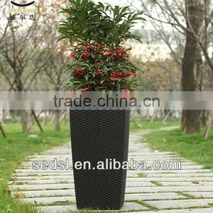 Modern Style Tall Square Rattan Flower Pots thumbnail-1
