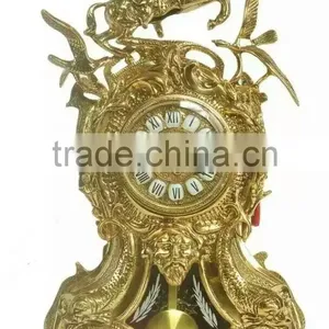 Outstanding Antique French Gold Gilded Bronze Clock, Ornate Cast Bronze Desk Clock thumbnail-6