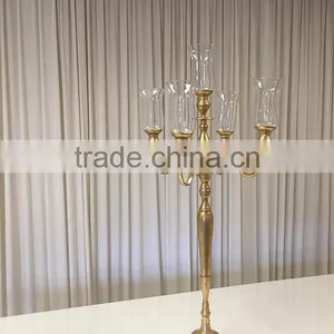 High Quality Black Candelabra With Glass Votive, Black Centerpiece For Wedding thumbnail-4