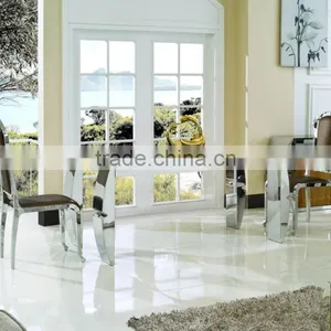 Stainless Steel Frame Rectangle Black Glass Top Dining Table thumbnail-2