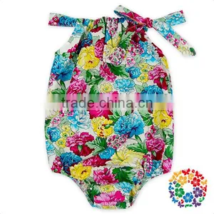 Wholesale Girl Clothing Smock Bubble Baby Girl Romper Florals Inftant Toddler Clothes Baby Cotton Romper thumbnail-6