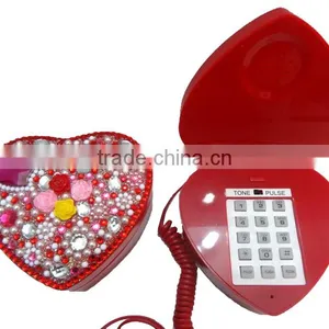 Novelty Diamonds Decrated Heart Shaped Telephone thumbnail-2