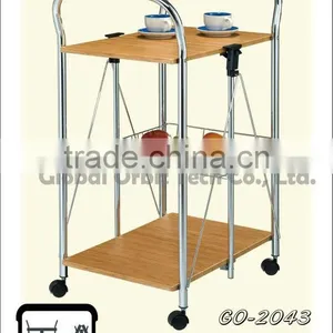 Dining Serving Kitchen Foldable Trolley Cart thumbnail-1