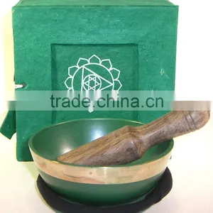 High Quality Handmade in Nepal Tibetan Heart Chakra Tibetan Singing Bowl thumbnail-2