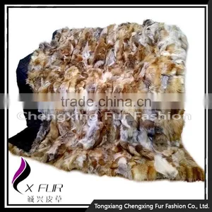 CX-D-83 Patchwork Silver Fox Fur Throw Fur Blanket thumbnail-1