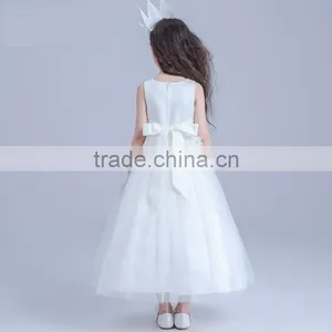 2017 Bulk Sale White Embroidery Dress Long Flower Girl Dresses thumbnail-2