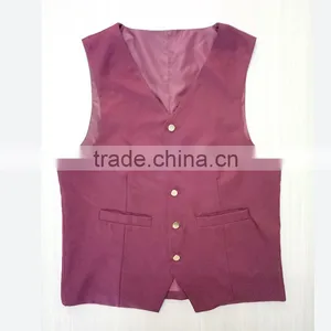 Customized Work Vest Burgundy Hotel Restaurant Waitress Uniforms thumbnail-1