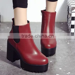 Zm50397b Autumn and Winter Europe Women Shoe Chunky Heels Brushed Lady Short Boots thumbnail-1
