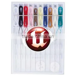 Pocket Pre-Threaded Sewing Kit - Has 10 Pre-threaded Needles With Assorted Thread Colors, 2 Buttons and a Safety Pin thumbnail-1