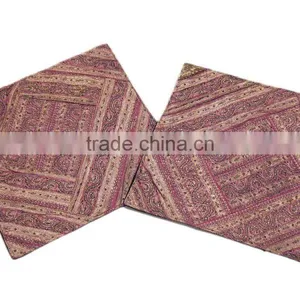 Decorative Vintage Couch Pillowcases Pink Varanasi Zari Indian Accent Cushions thumbnail-2