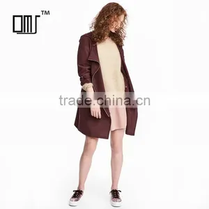 Hooded Parka Diagonal Zip Drawstring Waist Womens Long Warm Jackets thumbnail-1