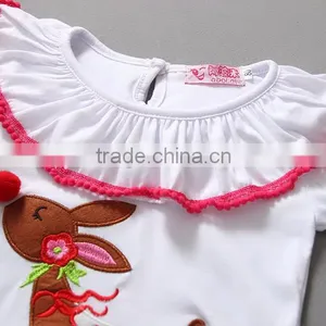 Christmas Reindeer Ruffle Cotton Toddler Girls Boutique Clothing Sets thumbnail-3