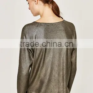 Women's Metallic Yarn Mondren Knitting Loose Sweater With High Quality thumbnail-4