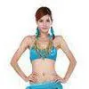 Milk Silk Tribal Belly Dance Bras Blue With Beaded Sequin For Dancing Party thumbnail-1