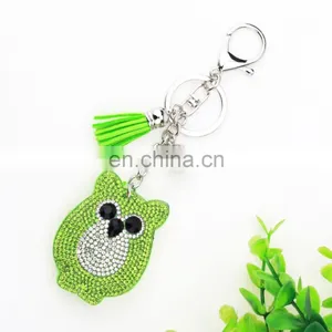 Rhinestone Owl Tassel Leather Keychain thumbnail-3