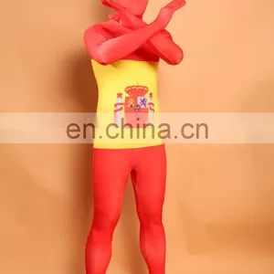 Spanish Flag Zentai Second Skin Spain Suit Fancy Dress Costume Spandex Lycra thumbnail-1