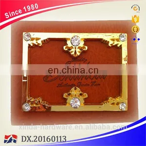 Fashion Jeans Label, Denim Leather Label With Rhinestones, PU Label With Metal thumbnail-1