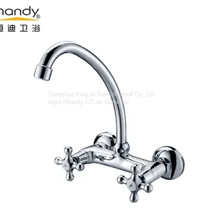 Brass Body Double Handle Kitchen Faucet thumbnail-1