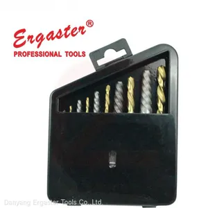 10PCS Leaft Hand Drill Bits & Broken Bolts Removers Saca Parafusos Set in Metal Box thumbnail-1