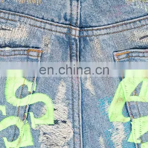 Diznew OEM Denim Baggy Pants Distressed Streetwear Ripped Embroidered Mens Jeans thumbnail-4