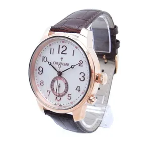 Stainless Steel Case Fashion Man Watch Genuine Leather Dual Time Quartz Watch thumbnail-4
