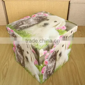 Store Extra Sheets Leather Pouffe thumbnail-2