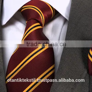 Burgundy Striped, Necktie Set, Pocket Square and Cufflink Set Neck Tie, Corbata, Gravate, Krawatte, Cravatta, Fashion Tie thumbnail-1
