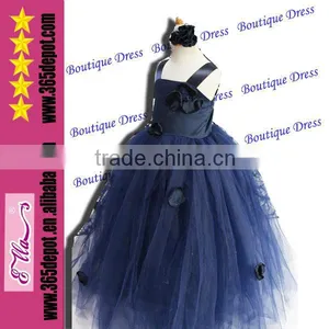 Dark Blue Romantic Applique Petal Child Evening Dresses Boutique Dress thumbnail-1