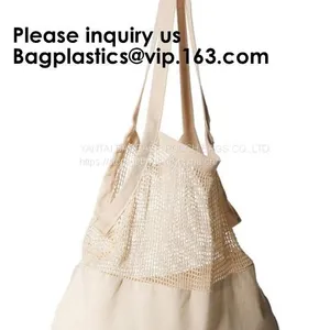 Organic Pure Cotton String Net Tote Shopping Bag With Long Handle Durable Washable Logo Customize Shopping Handbag Large thumbnail-5